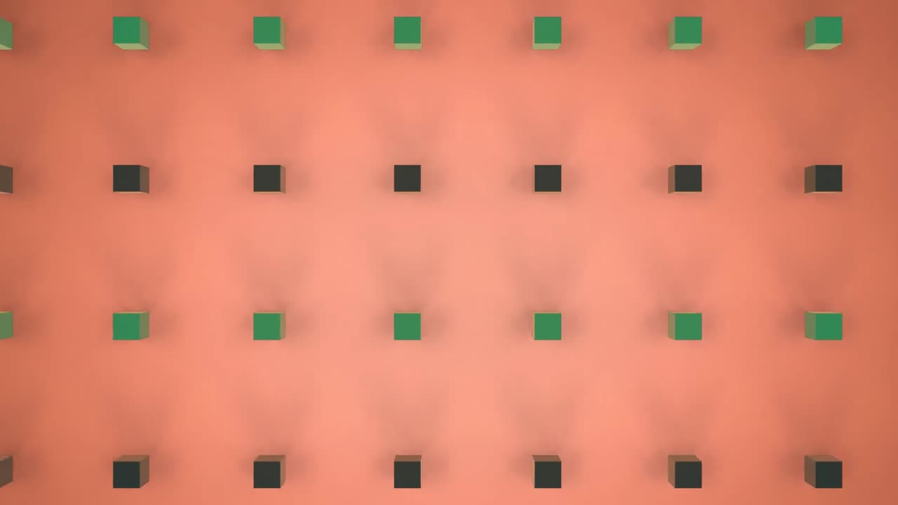cubos 3d en movimiento en el fondo rosa de salmón