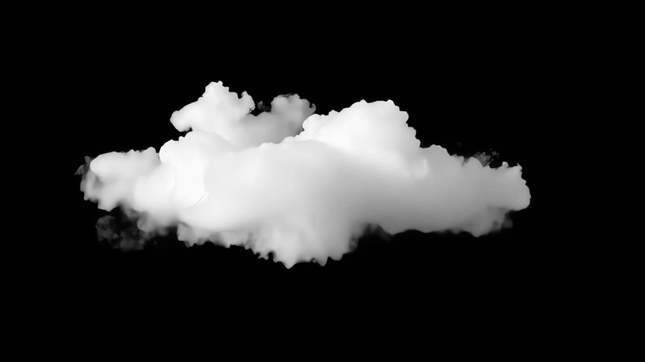 White cloud animated overlay, transparent 4K video, alpha channel, ProRes 4444