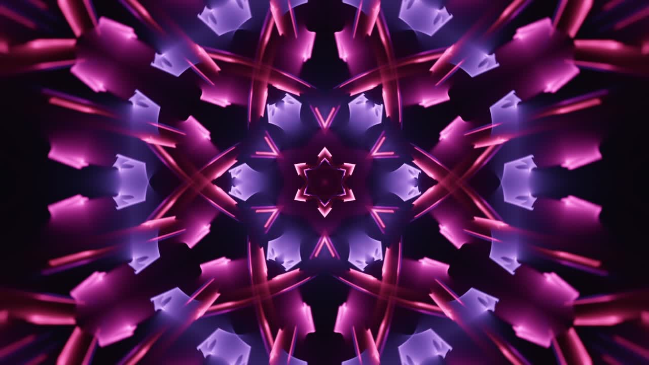 latidos de fusión de fragmento de fractal de neón de cristal en azul púrpura - caleidoscopio de energía de luz de trance trippy rápido música vj vlog - fondo abstracto de bucle sin costuras