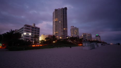 handheld shot of miami beach at night