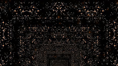 abstract waves from particles. movement through the tunnel from the arches. cyber animated graphics 4k.