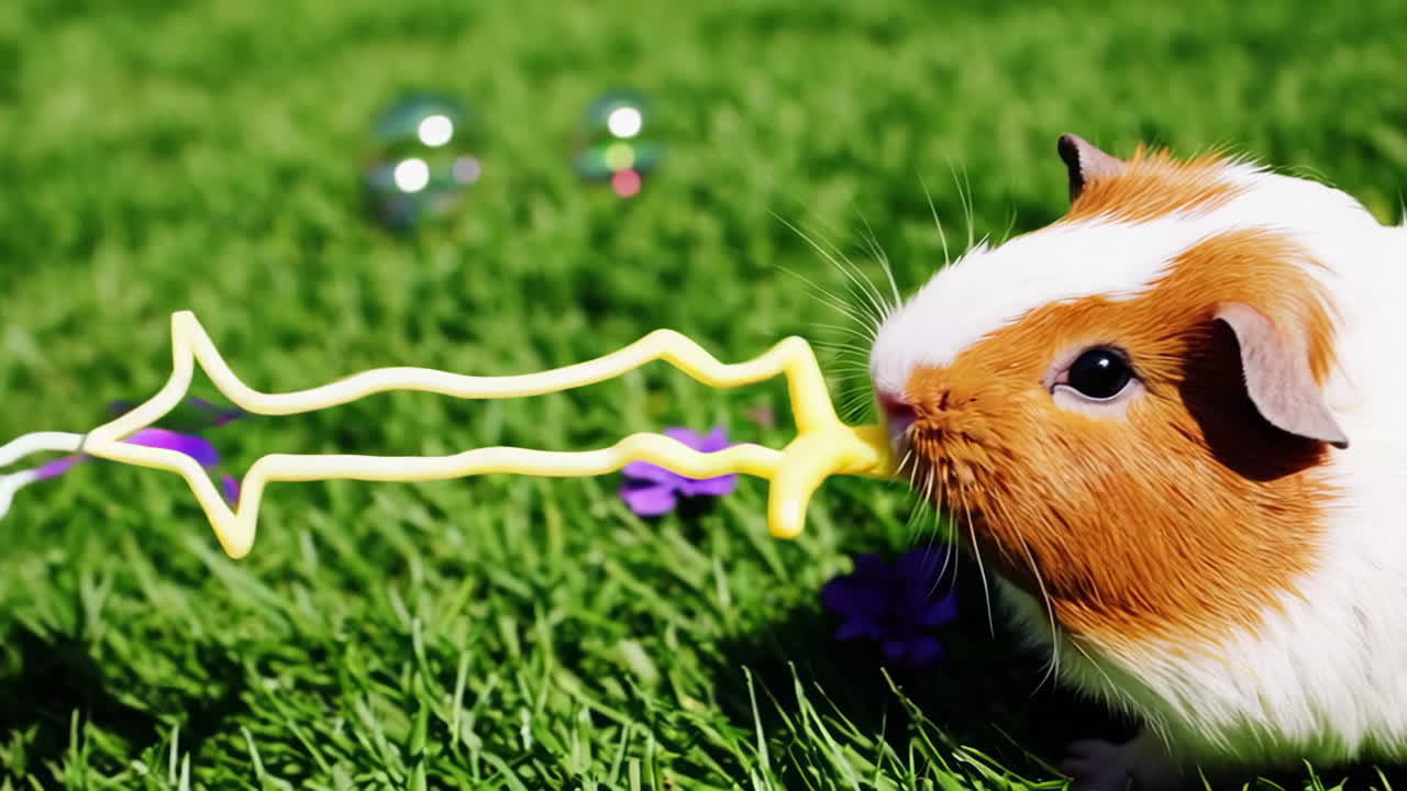 Guinea Pig Playing with Bubbles