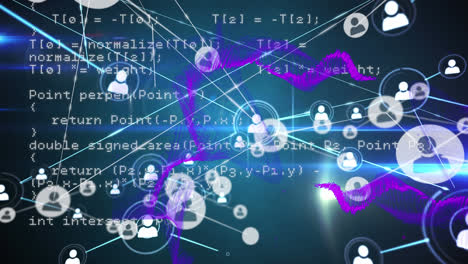 animazione della rete di connessioni con elaborazione dei dati