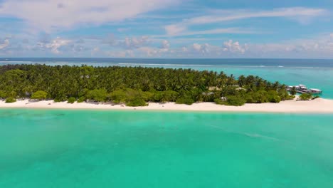 flying over an exotic tropical island in magical maldives