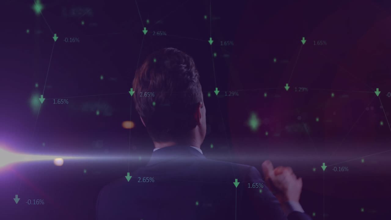 animación del procesamiento de datos y globo sobre fondo negro