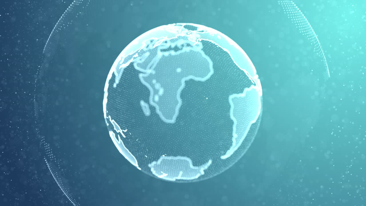 3d blue digital earth rotating network loop animation alpha channel future scientific growth