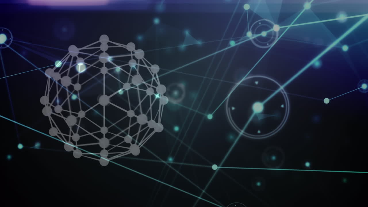 animación de la red de conexiones sobre un fondo oscuro