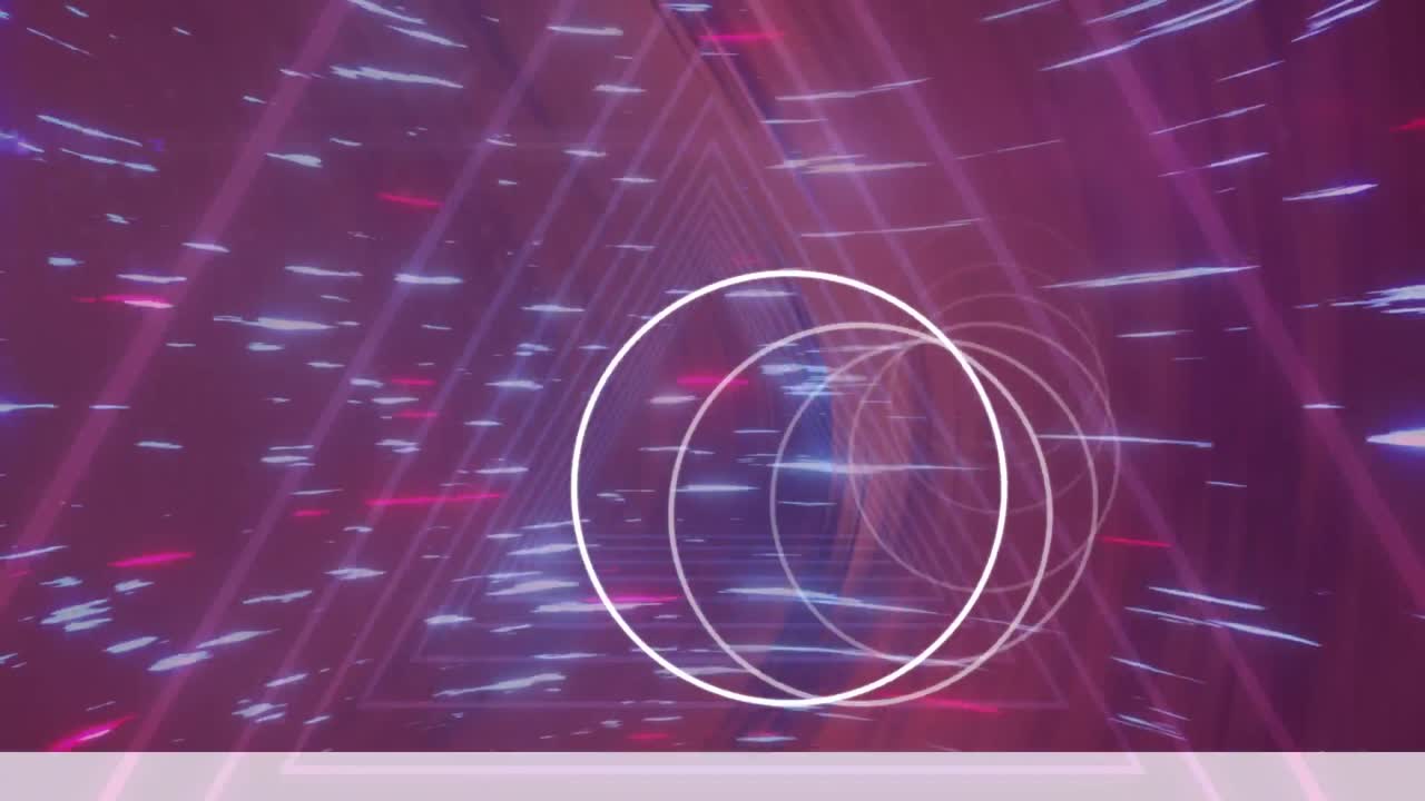 어두운 배경 위에서 반 ⁇ 이는 네온 기하학적 모양의 애니메이션