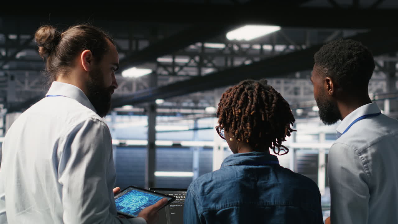 Software developers in data center monitoring AI LLM visualization