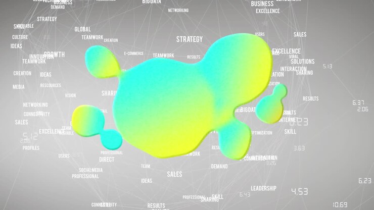 Animation of network of connections with abstract figure over grey background