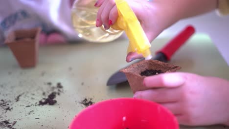 niños pequeños aprenden a plantar semillas en el jardín