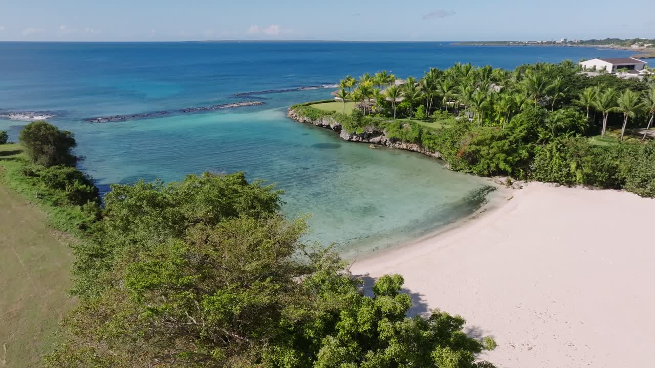 Caleton Beach, Casa De Campo La Romana, Dominican Republic. The blue bay and white sand beach.