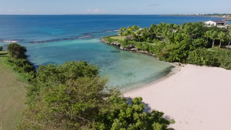 caleton beach, casa de campo la romana, dominican republic. the blue bay and white sand beach.