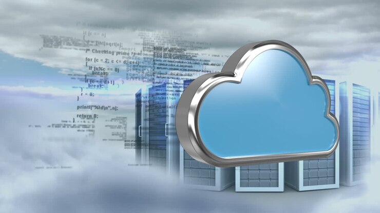 Cloud sign in front of network servers