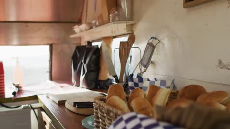 view of modern interior of kitchen at a food truck