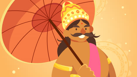 una animación del tema del evento del festival de onam