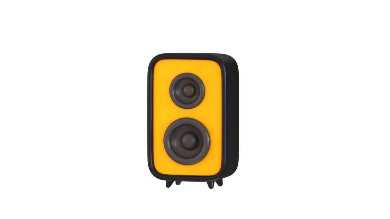 Rendering 3D di un moderno altoparlante audio giallo e nero