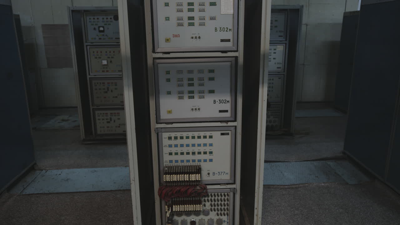 Control Room Of A Nuclear Power Generation Plant - Chernobyl Nuclear Power Plant, Pripyat, Ukraine - Tilt Up Shot