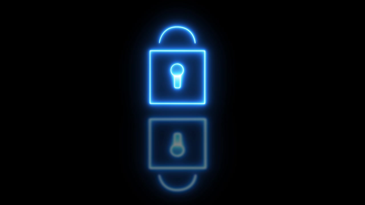 Neon Blue Lock and Reflection