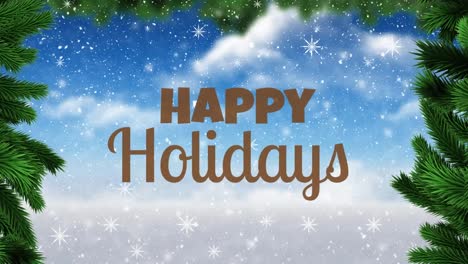 Animation-of-happy-holidays-text-over-snow-falling