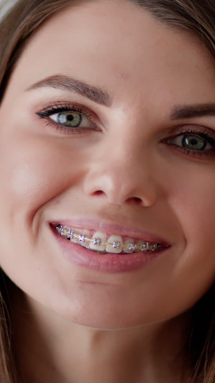 Woman with and without braces