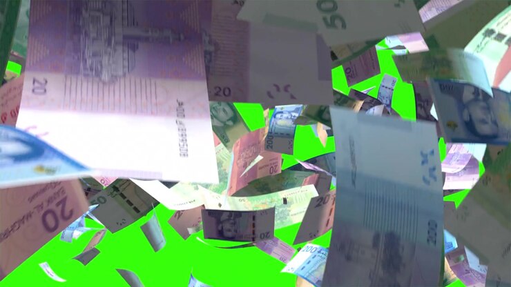 Caduta di banconote di Dirham marocchini su Green Screen