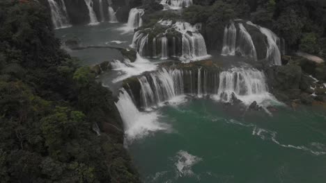 aerial view of amazing ban gioc waterfall at vietnam