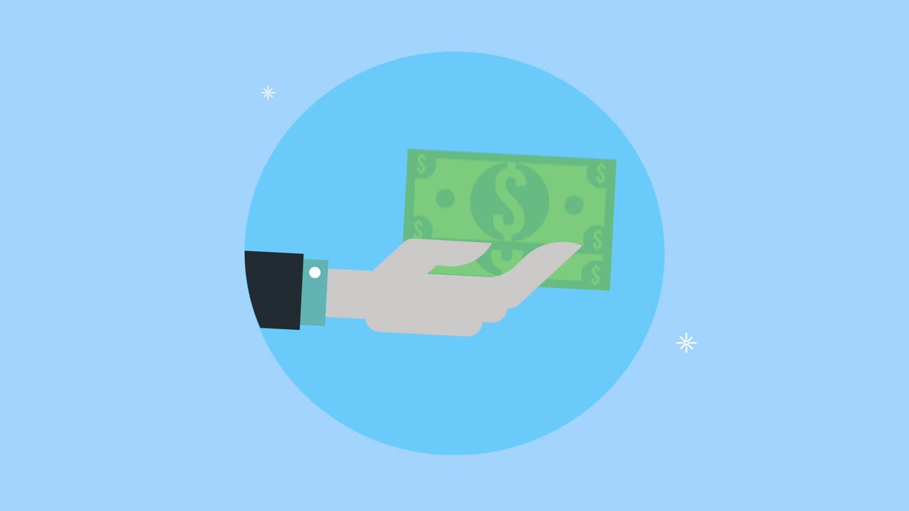 hånd med dollarseddel animation