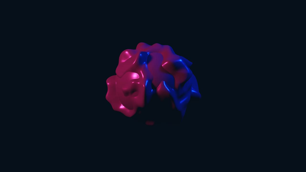 objeto 3d abstracto en colores de neón moviéndose y transformándose en un fondo oscuro. simple morphing movimiento gráfico forma animada