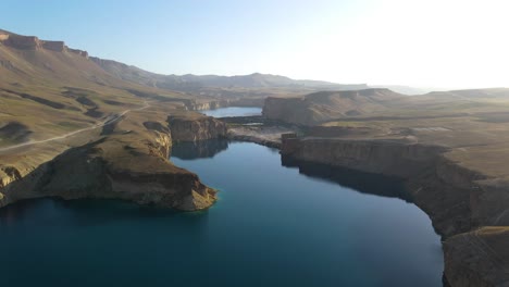 drone footage from the band-e-amir is a series of six stunning lakes located in a mountainous desert area of afghanistan's bamyan province.. january 12, ?2022