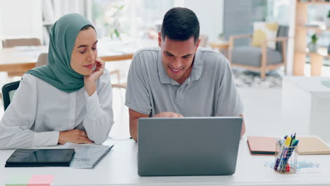 Muslim,-laptop-or-woman-with-a-manager-planning