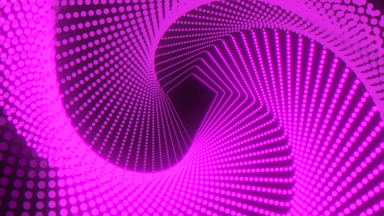 un fascinante remolino de puntos rosados sobre un fondo negro