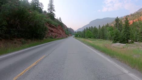 pov while driving on highway 550 through uncompahgre river valley near ouray colorado