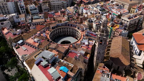 beautiful city of valencia, cityscape and rooftops in spain - aerial shot