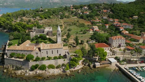 aerial reveal over loud island in croatia