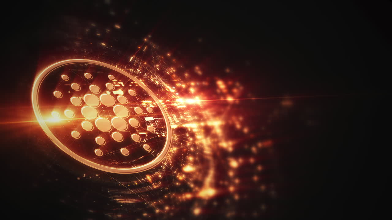 Futuristic digital background highlighting advanced cryptocurrency and encryption technology, featuring blockchain networks and secure cryptographic systems : Cardano, ADA