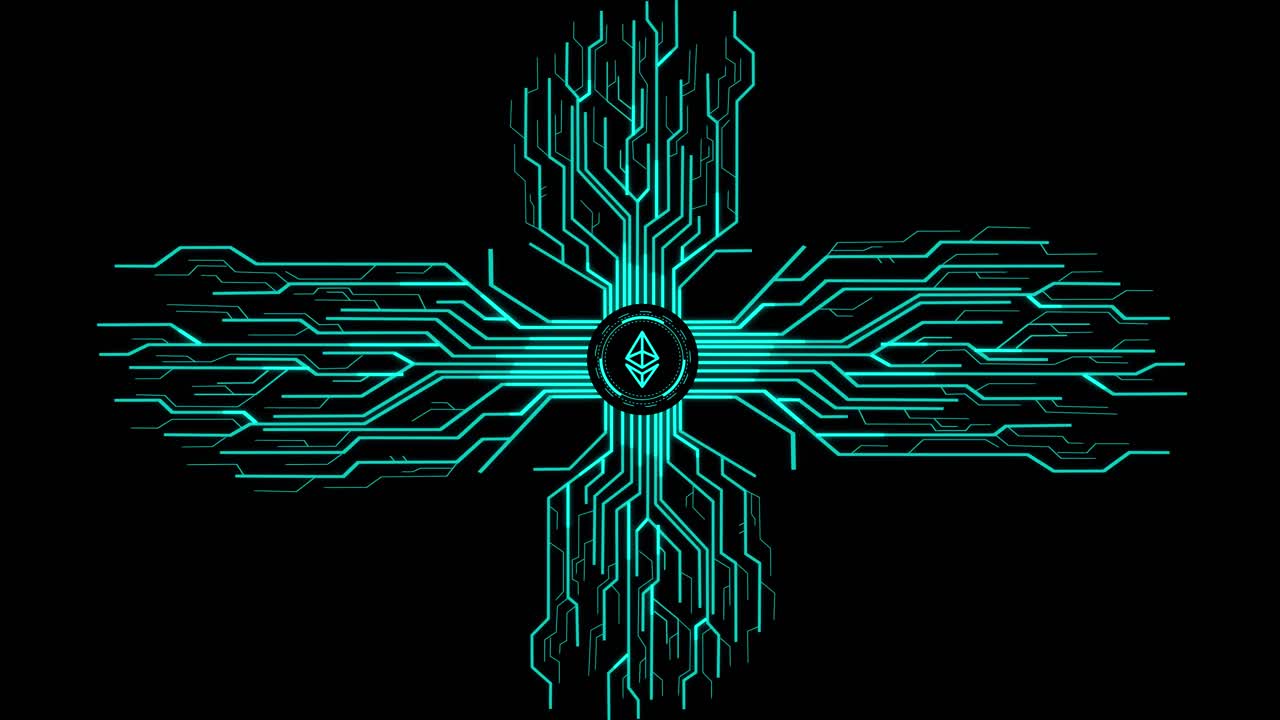 Ethereum Digital Currency With Futuristic Artificial Intelligence Spreading Through Internet. Visualization Of Machine Learning, Computer Technology, Neural Network