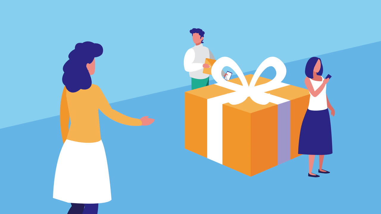 선물을 주고받는 사람들