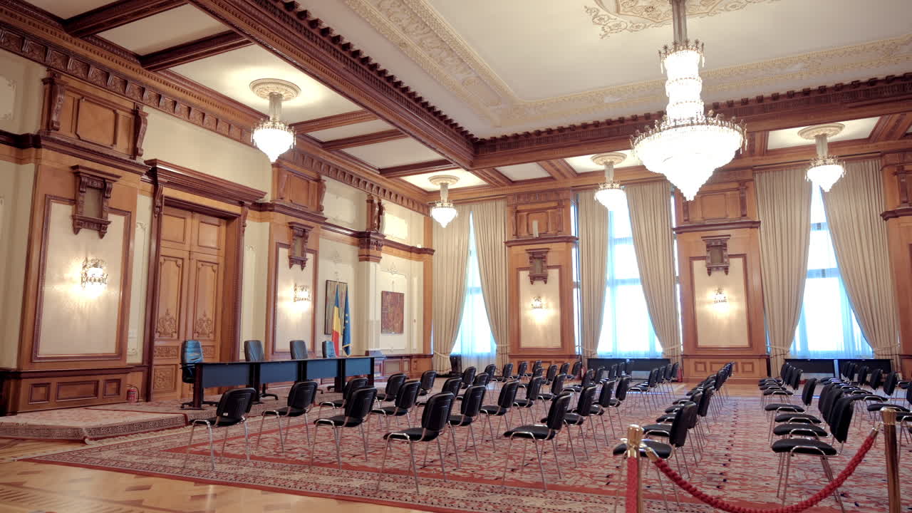 The inside of the Palace of Parliament in Bucharest, Romania