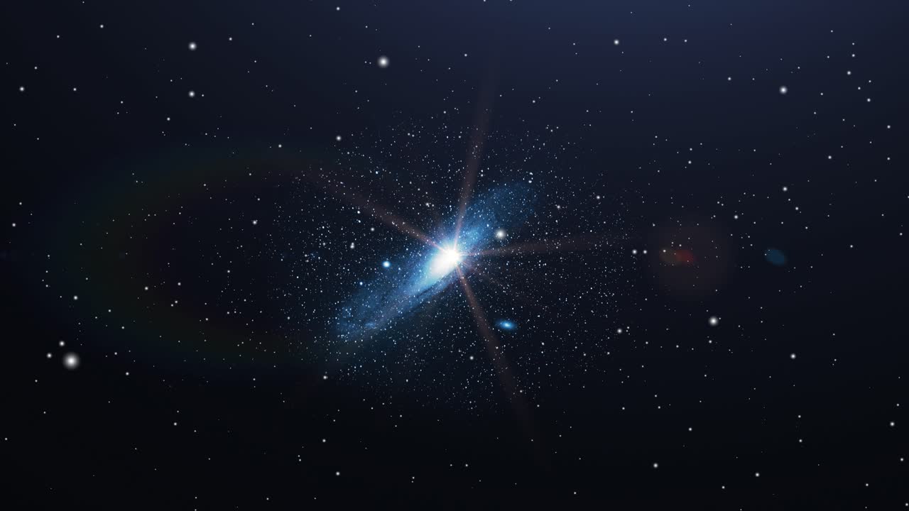 우주에서 움직이는 푸른 은하