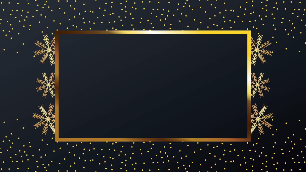 feliz natal quadro quadrado dourado e flocos de neve