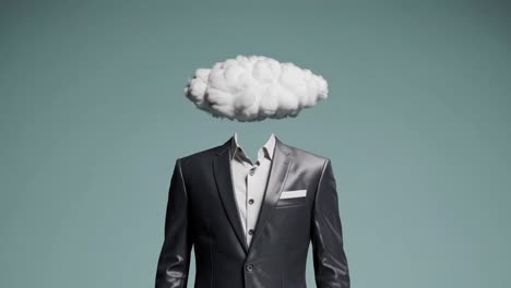headless businessman with cloud