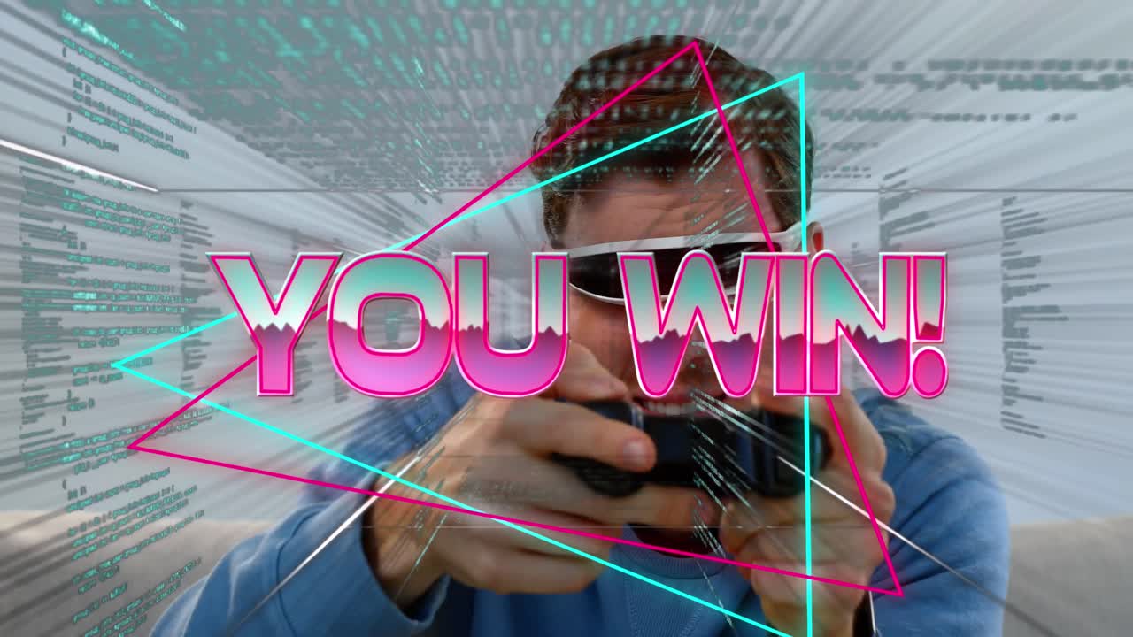 ganas el procesamiento de texto y datos contra el hombre que usa gafas vr usando el controlador de juego