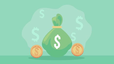 münzen dollar geld in taschen animation