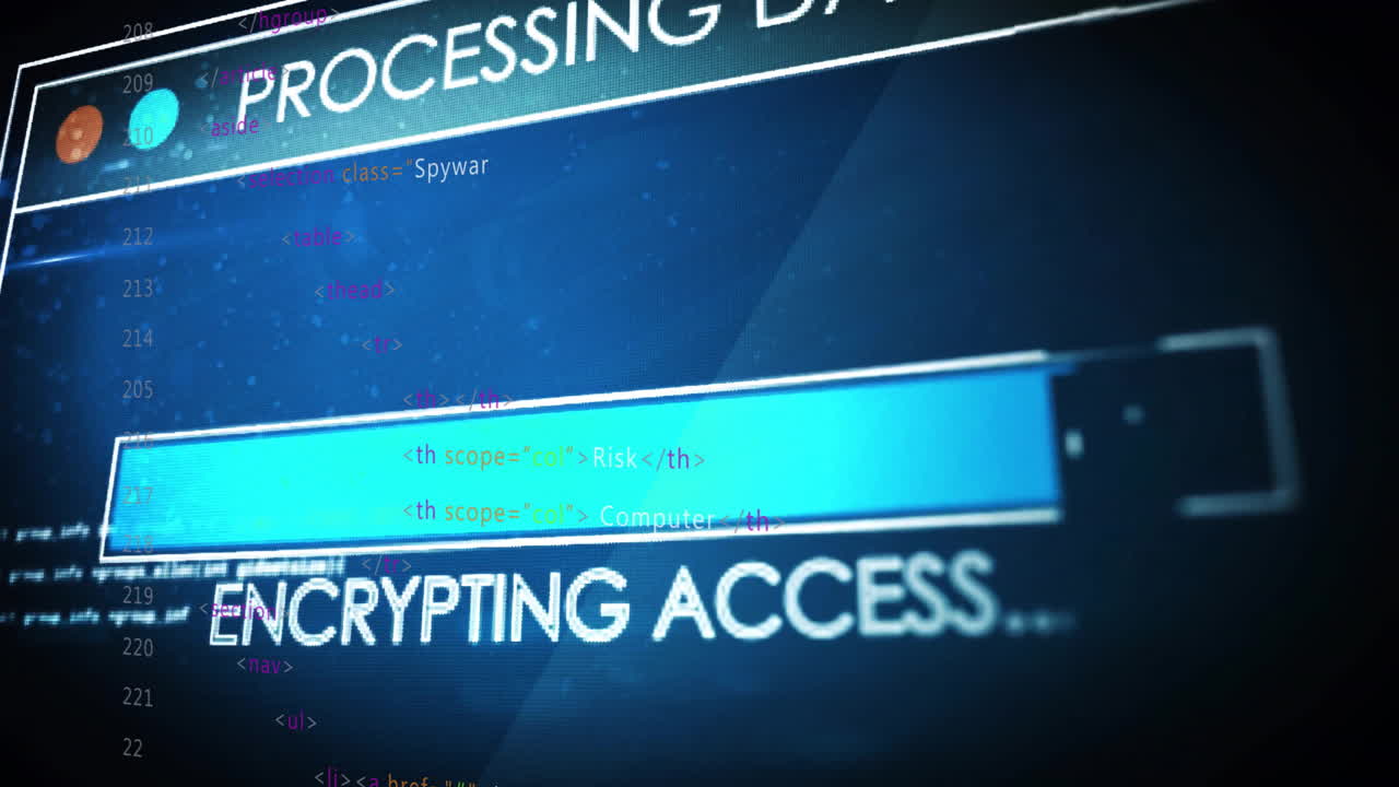 Processing data and discovering database, computer code and internet security animation