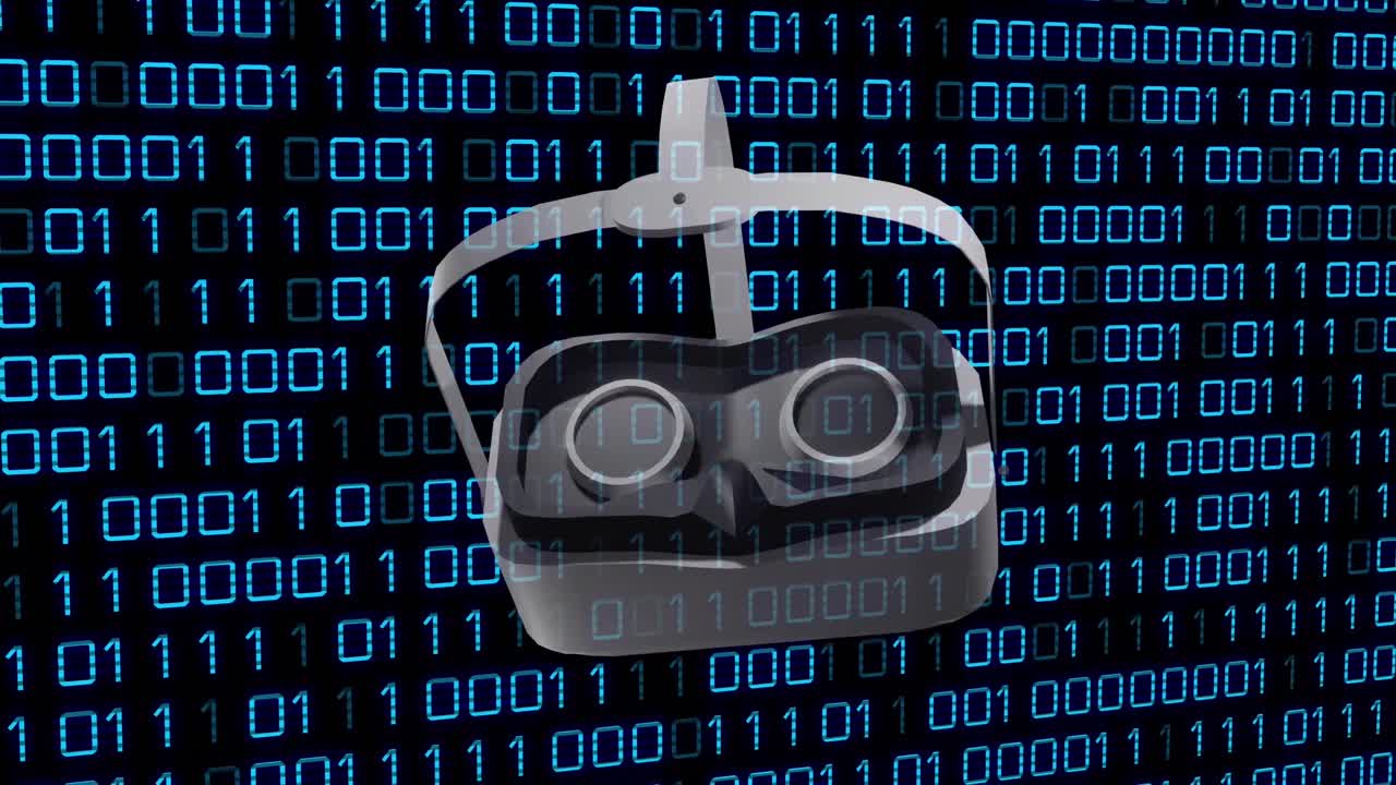 animazione di auricolari vr su elaborazione di dati di codifica binaria