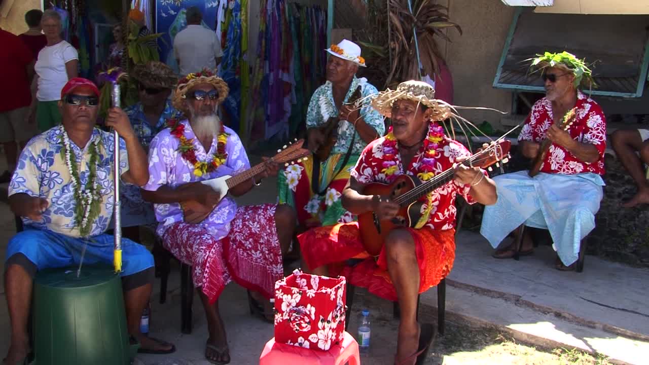 Local traditional music band in Bora Bora, French Polynesia.