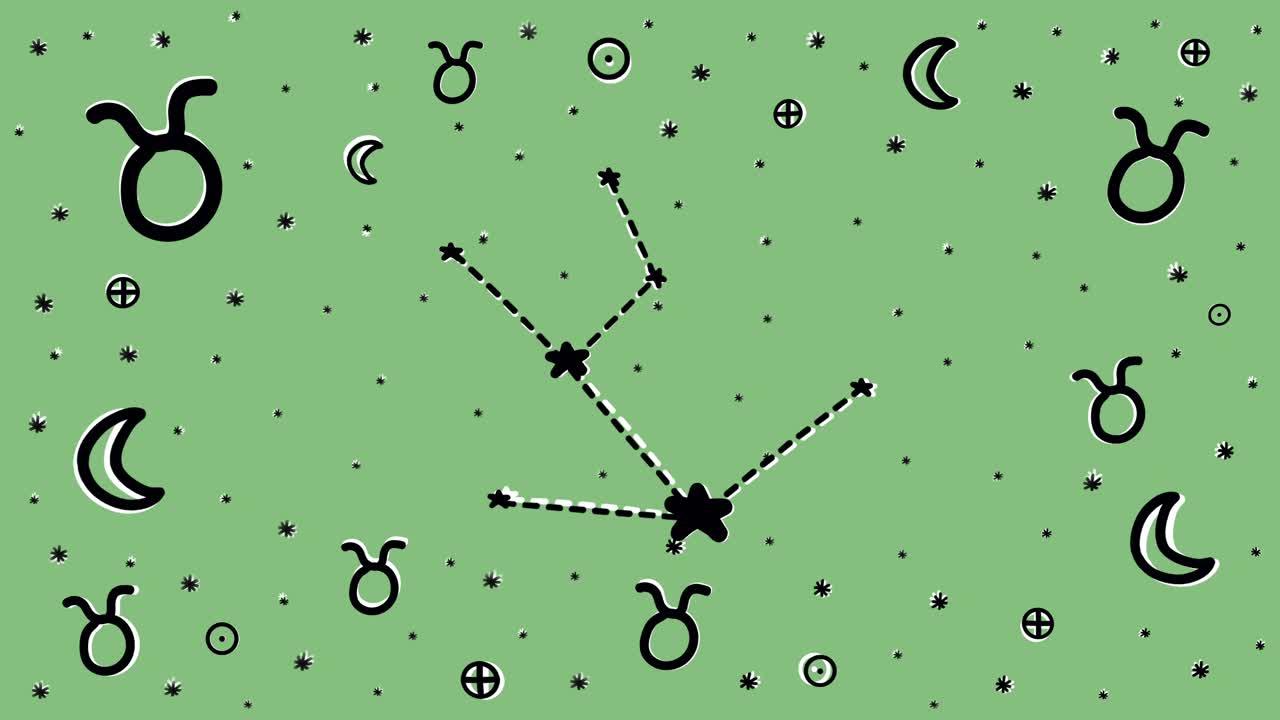 animación en stop motion dibujada a mano del símbolo y la constelación del signo del zodíaco tauro