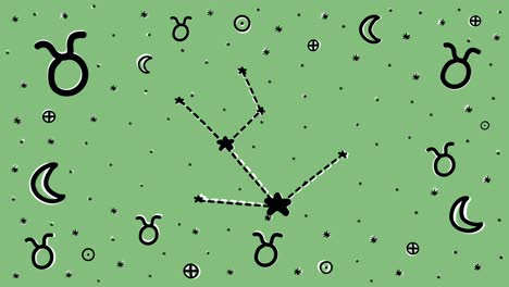 Stop-motion-hand-drawn-animation-of-Taurus-zodiac-sign-symbol-and-constellation