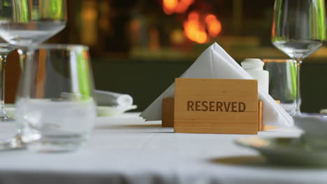 reserved table in restaurant